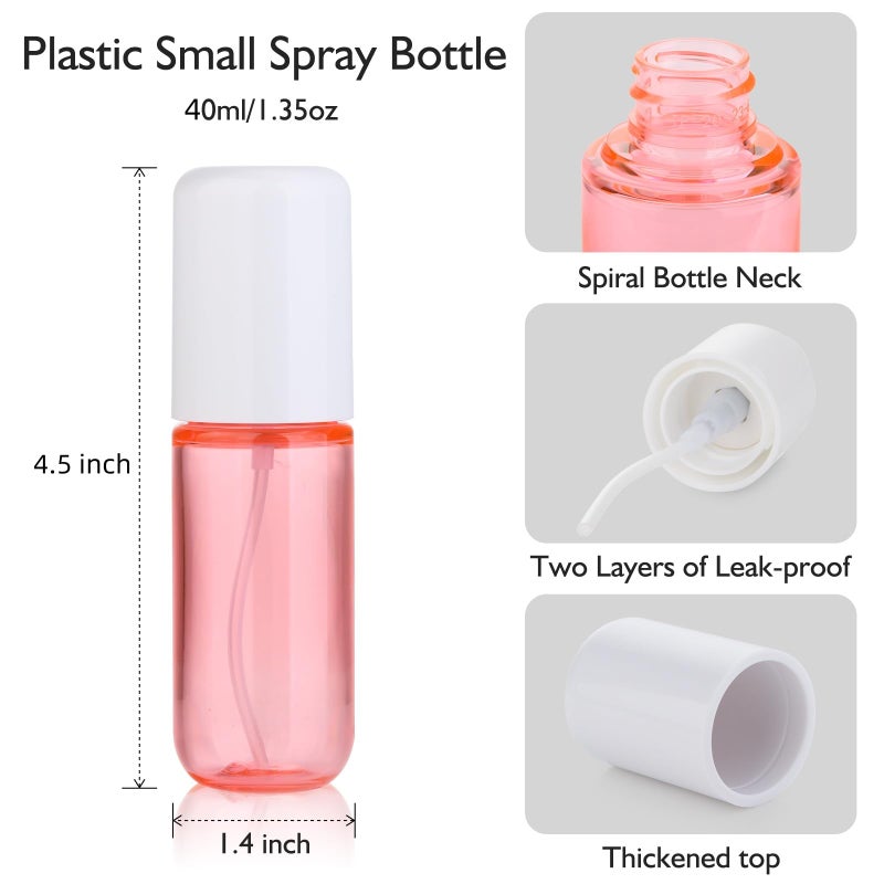 Aeibxiy Small Spray Bottle Travel Size 1.35oz 40ML, Fine Mist Plastic Spray Bottles, Refillable Empty Spray Bottle for Toners, Perfume, Face& Hair Spray - Image 2